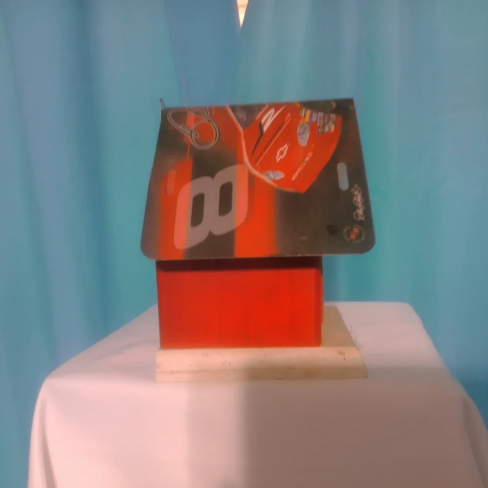 Nascar Red Birdhouse with Metallic Roof